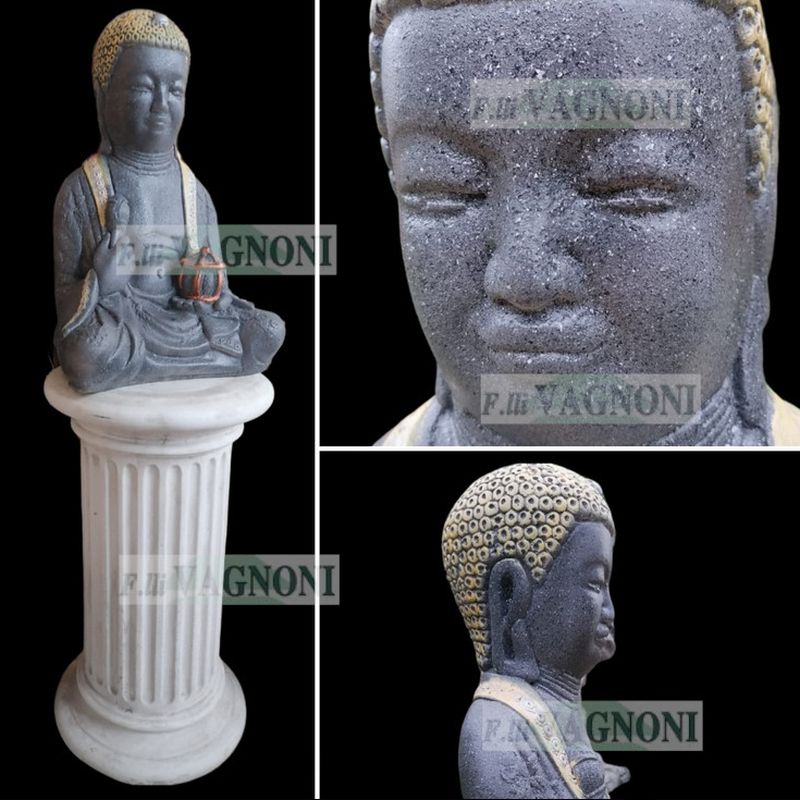 STATUA BUDDHA TIPO GRANITO + COLONNA CM. 110